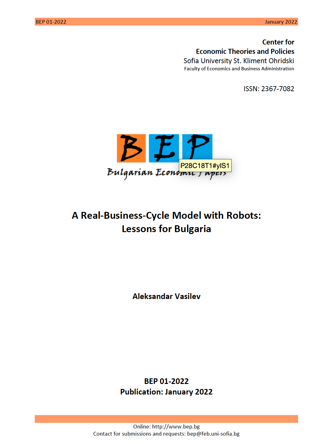 A Real-Business-Cycle Model with Robots: Lessons for Bulgaria Cover Image