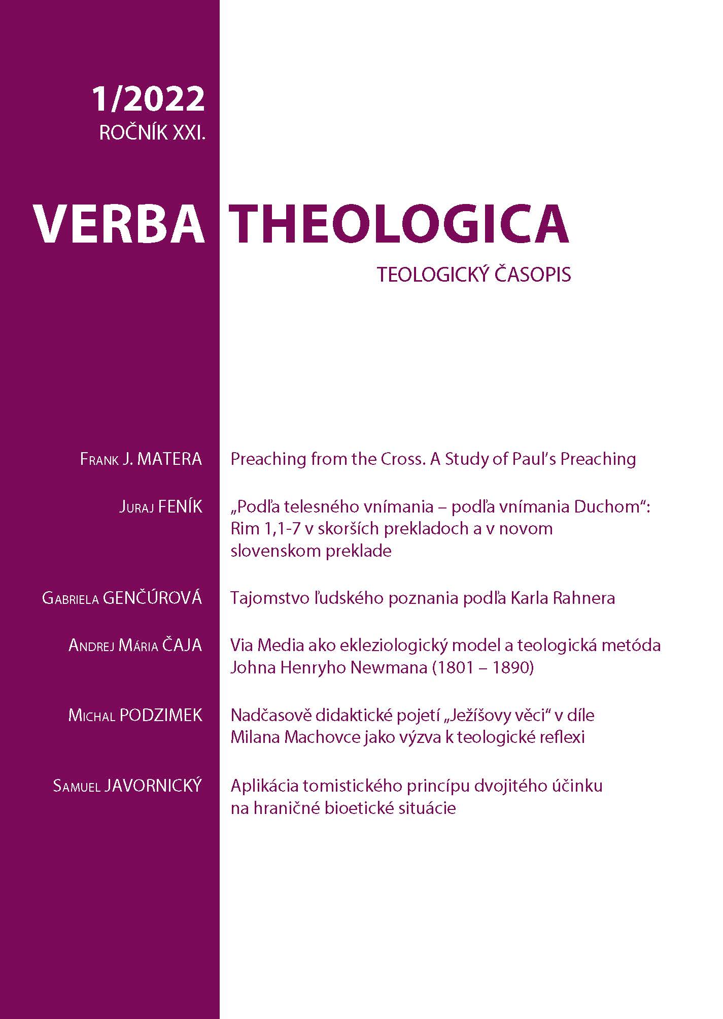 Via Media as an ecclesiological model and theological method according to John Henry Newman (1801-1890) Cover Image