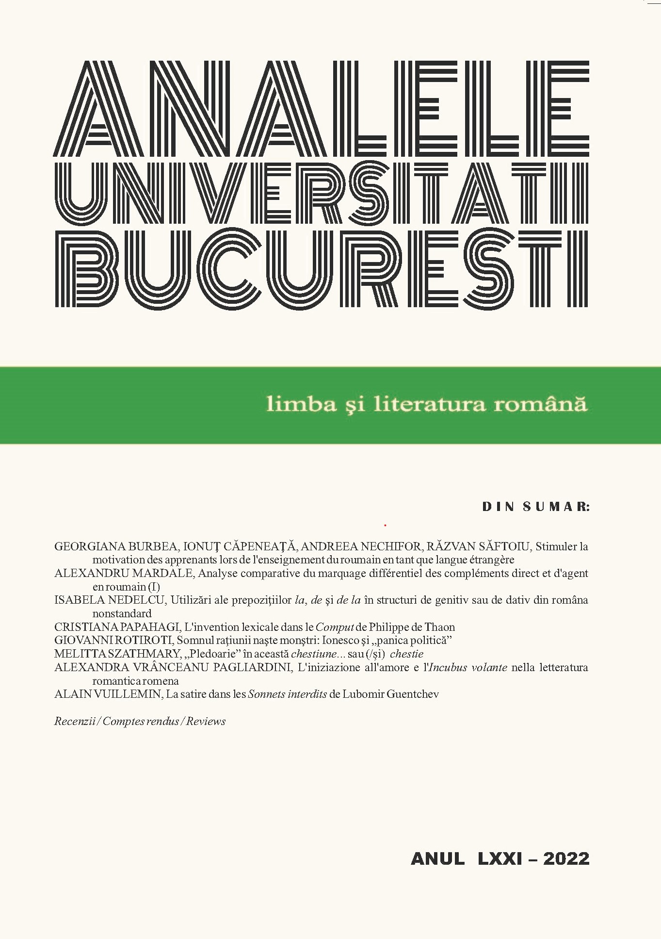 A Comparative Analysis of Differential Object and Agent Marking in Romanian (I) Cover Image