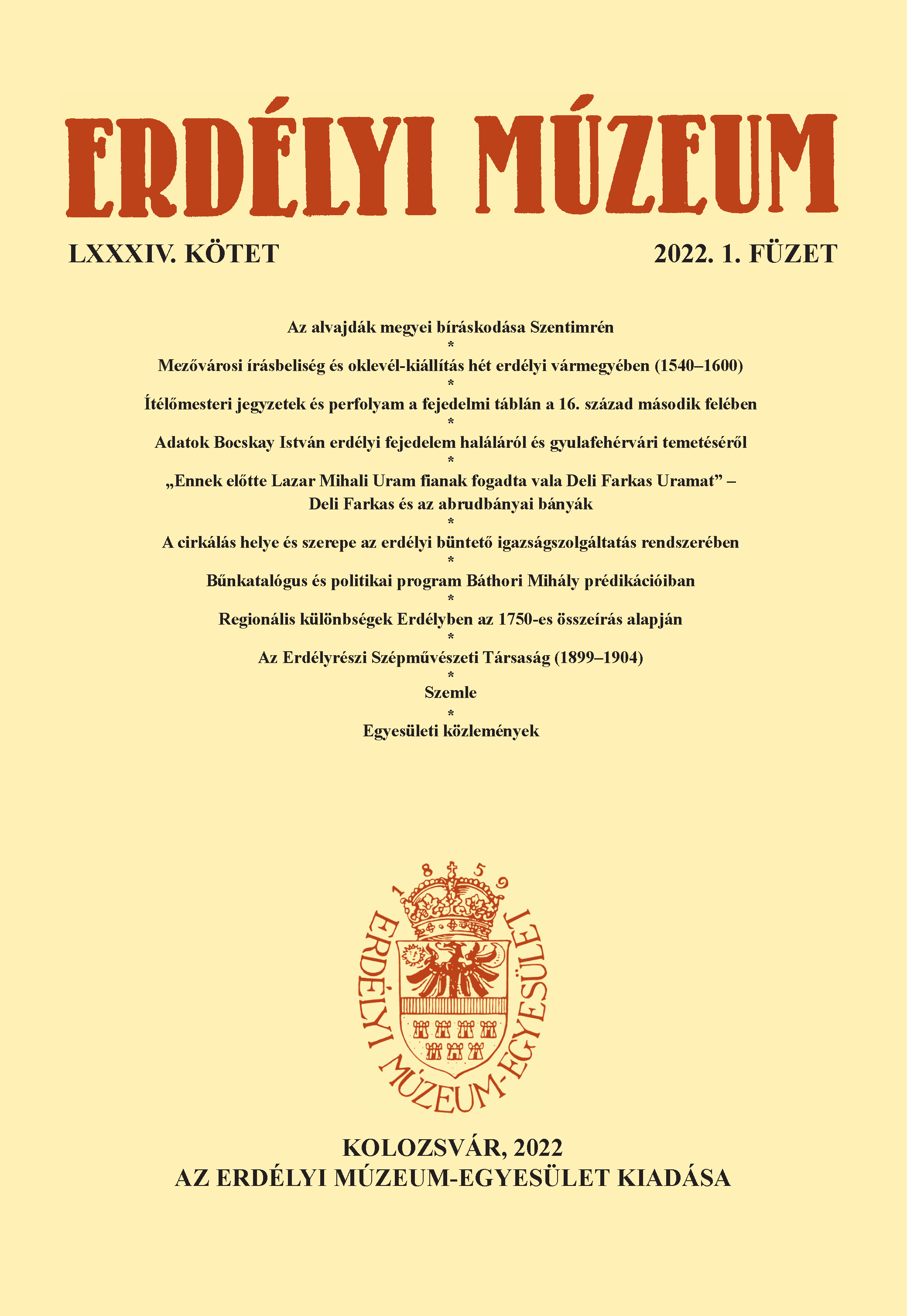 The Erdélyrészi Szépművészeti Társaság (Transylvanian Fine Arts Society) (1899–1904) Cover Image