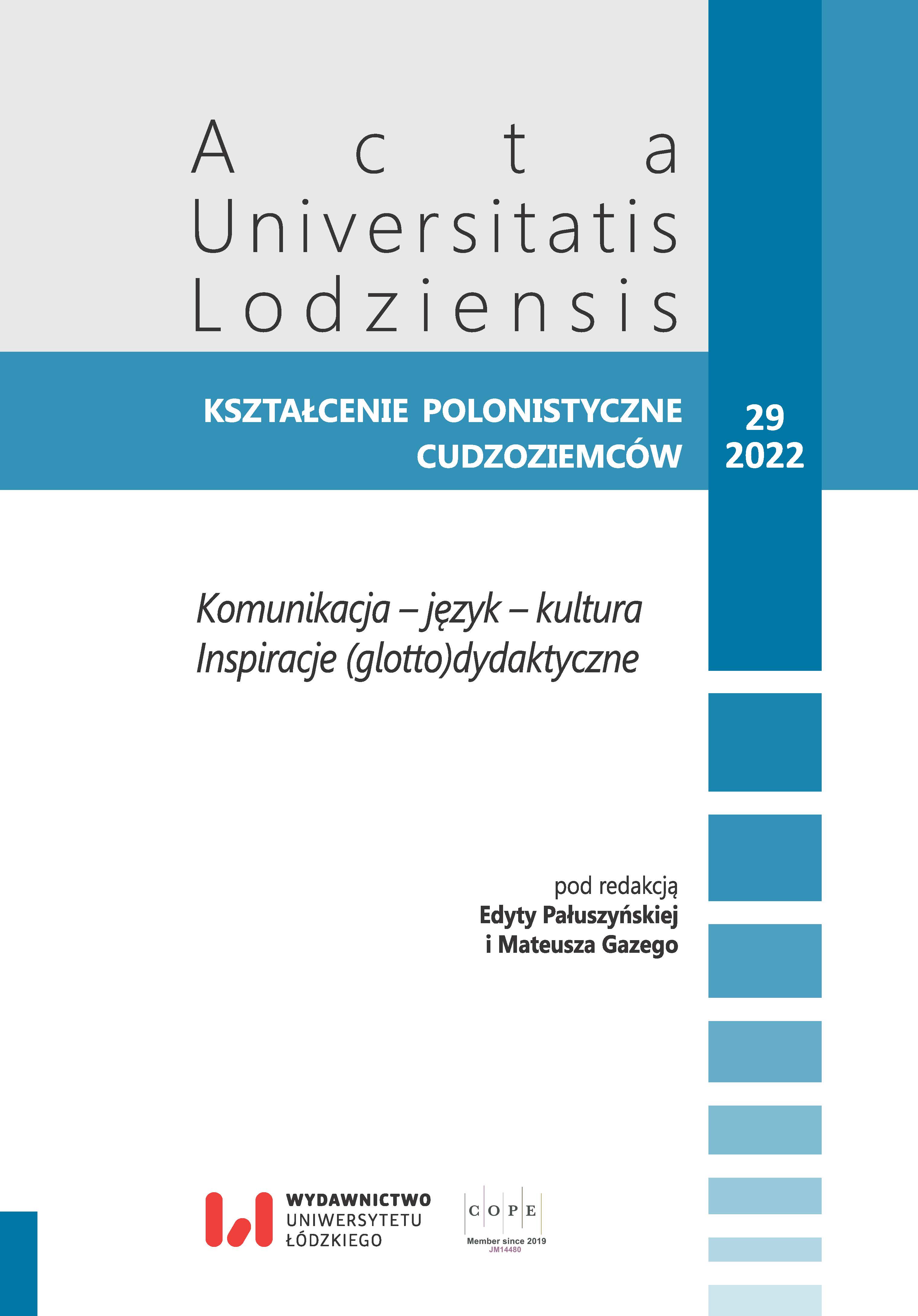 The Topic of Ethnic Minorities in Teaching Polish as a Foreign Language – Theoretical Considerations and Survey Research Cover Image