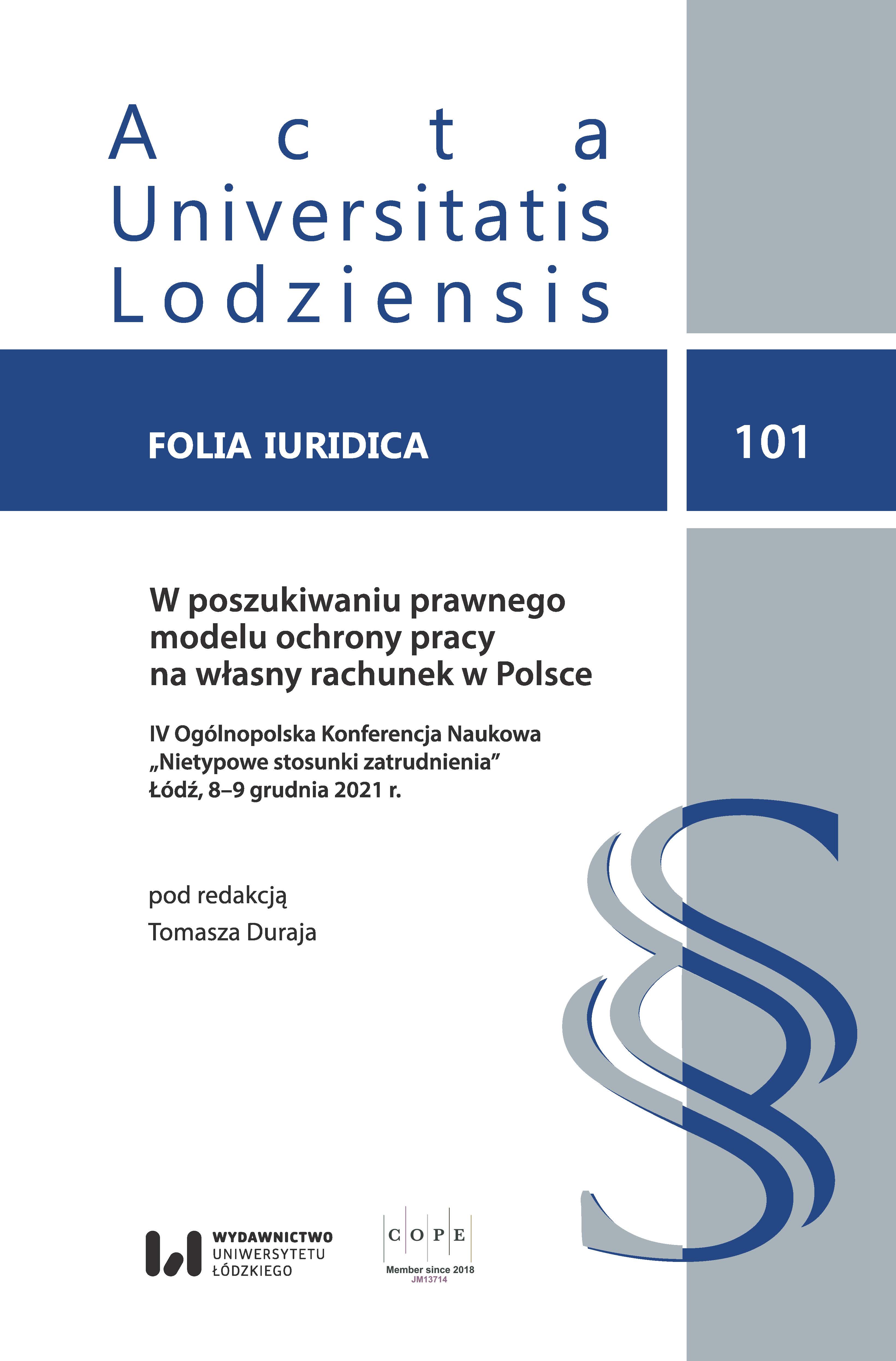 Legal Protection of Employee in Criminal Law in Poland (Art. 220 of the Polish Criminal Code) Cover Image