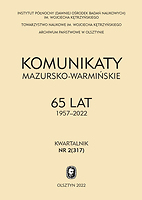 The clergy of the Catholic Church in Warmia and Mazury in the presence of the elections to the Sejm of the People’s Republic of Poland for the first term of 26 October 1952 as assessed by the security apparatus Cover Image