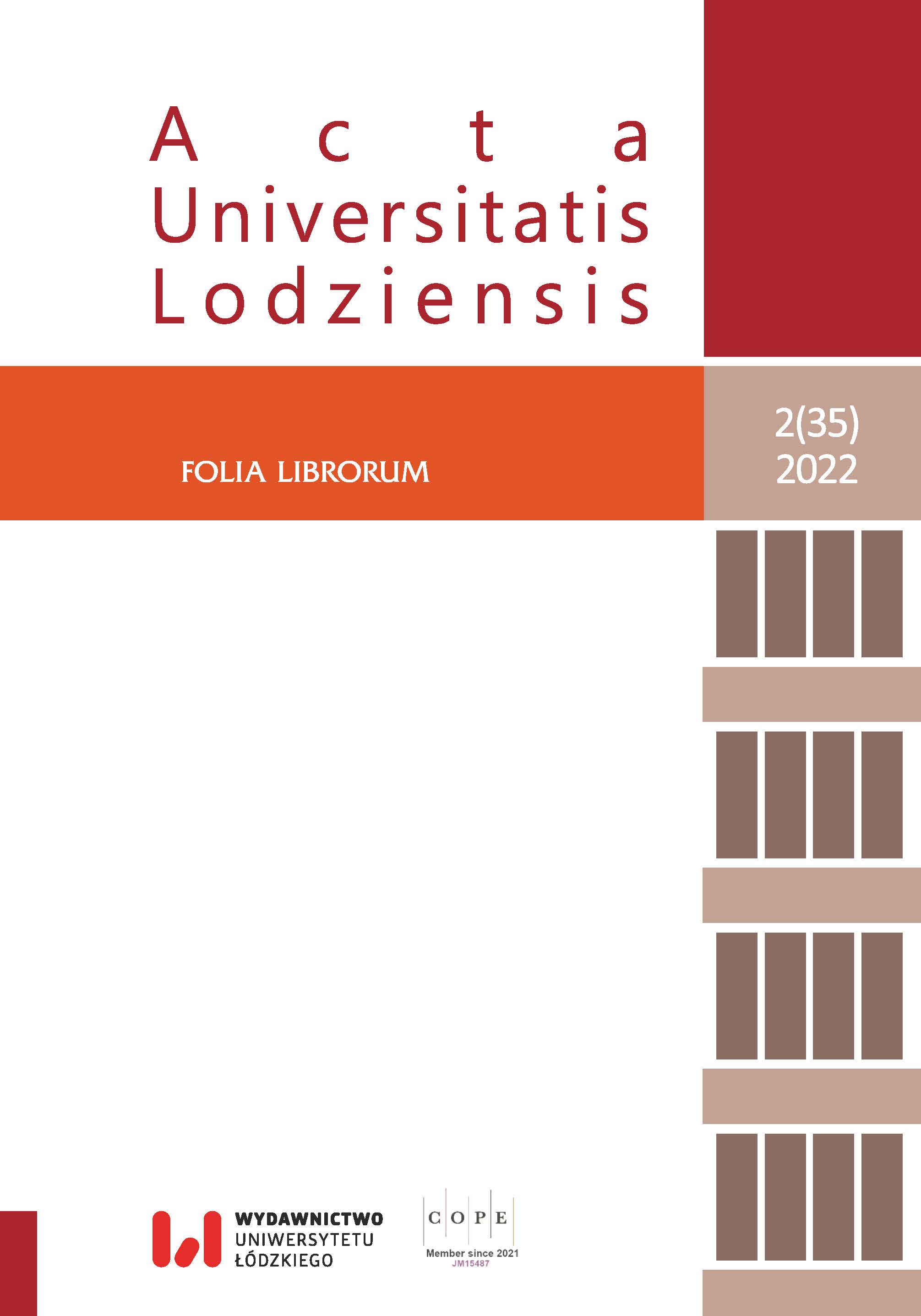 How to protect and popularize cultural heritage? On the example of old print and manuscript projects of the Library of the University of Lodz in the years 2020–2022 Cover Image