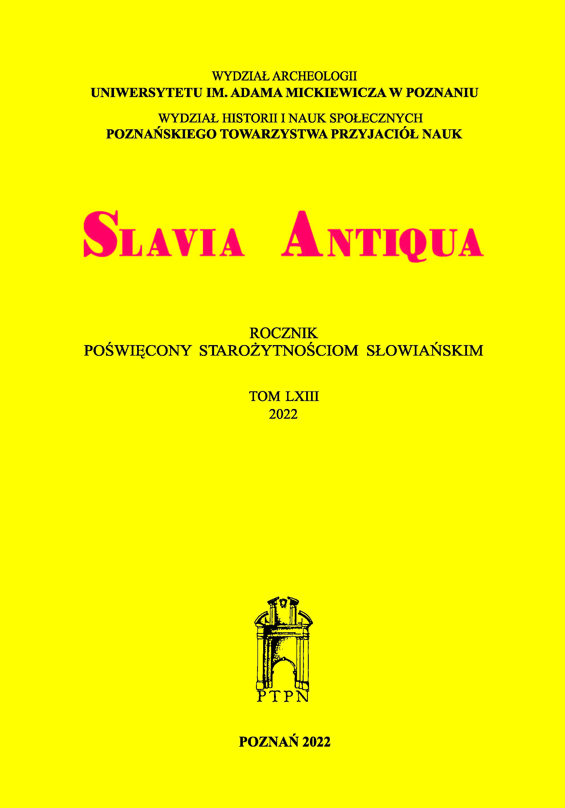 Archaeology, mainly polish, in the current discussion on the ethnogenesis of the Slavs Cover Image