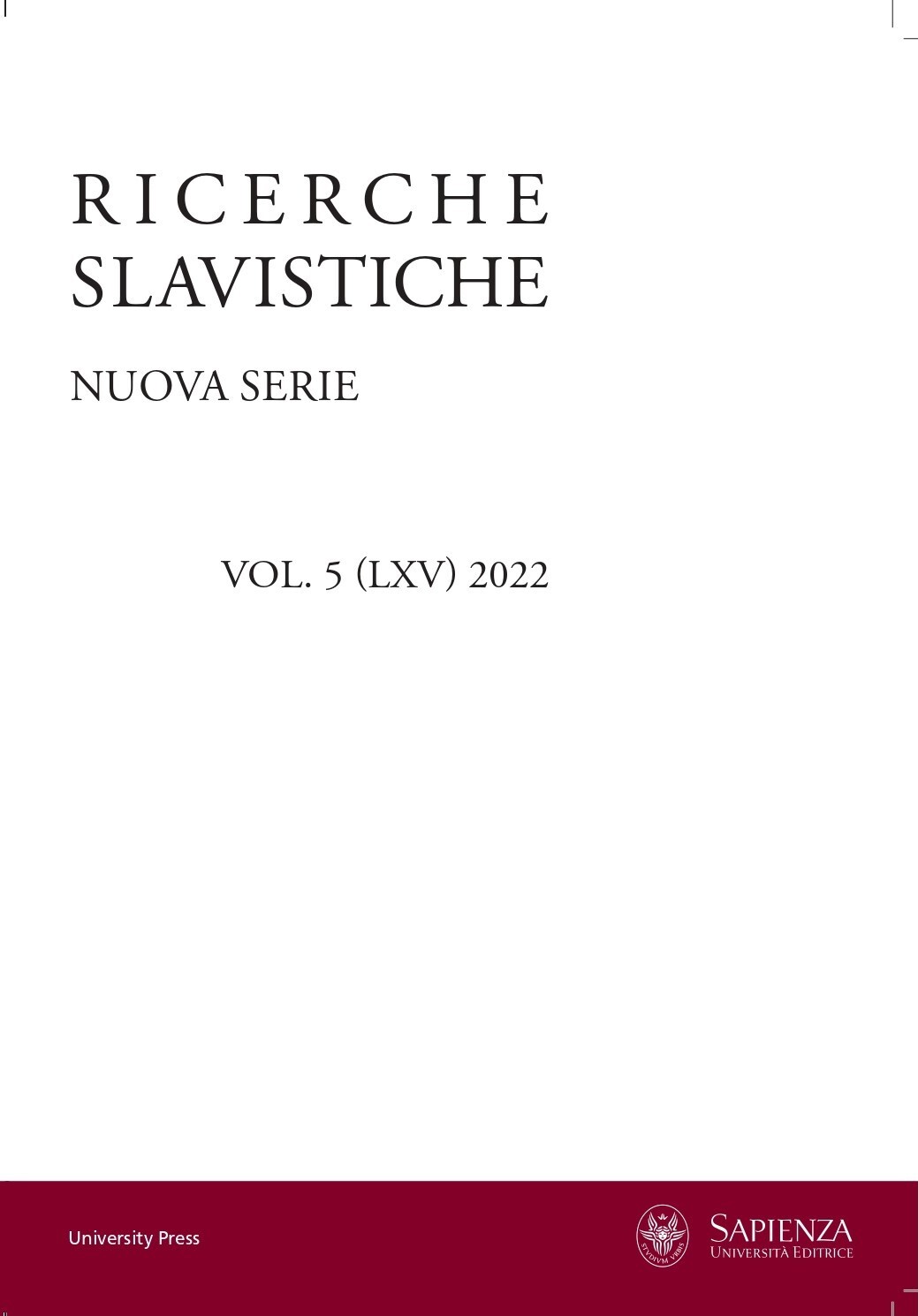 Slovene Studies During Seventy Years of “Ricerche slavistiche” Cover Image