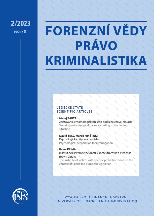 The institute of victims with specific protection needs in the context of Czech and European legislation Cover Image