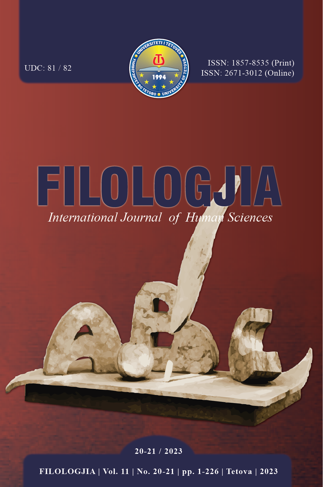 OVERVIEW OF THE FUNCTIONS OF NOMINATIVE CASE IN THE ALBANIAN LANGUAGE AND METHOD OF TRANSFERRING NOMINAL CONSTRUCTIONS IN THE SERBIAN LANGUAGE Cover Image