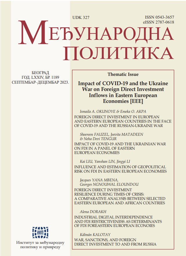 Impact of COVID-19 and the Ukrainian War on FDI in a Panel of Eastern European Economies Cover Image