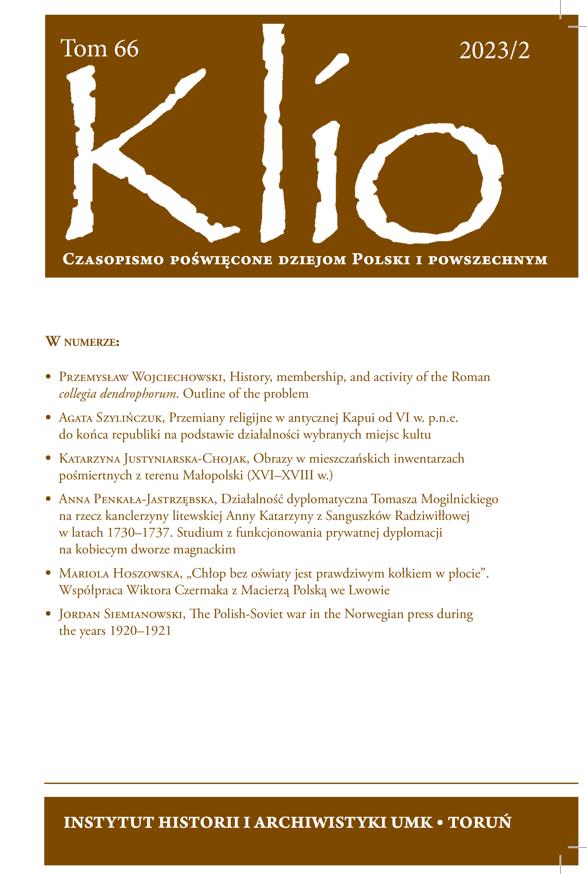 The diplomatic activity of Tomasz Mogilnicki
on behalf of the Lithuanian Chancellor Anna Katarzyna Radziwiłł née Sanguszko in the years 1730–1737
A study on the functioning of private diplomacy at the women’s magnate court Cover Image