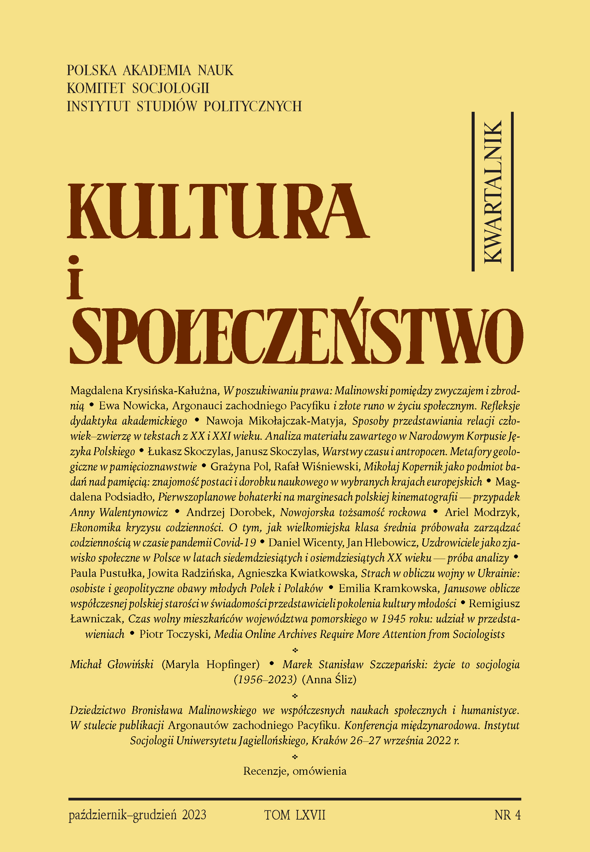 METHODS OF PRESENTING HUMAN-ANIMAL RELATIONSHIPS
IN TEXTS FROM THE 20th AND 21st CENTURIES.
ANALYSIS OF MATERIALS FROM THE NATIONAL CORPUS OF POLISH Cover Image
