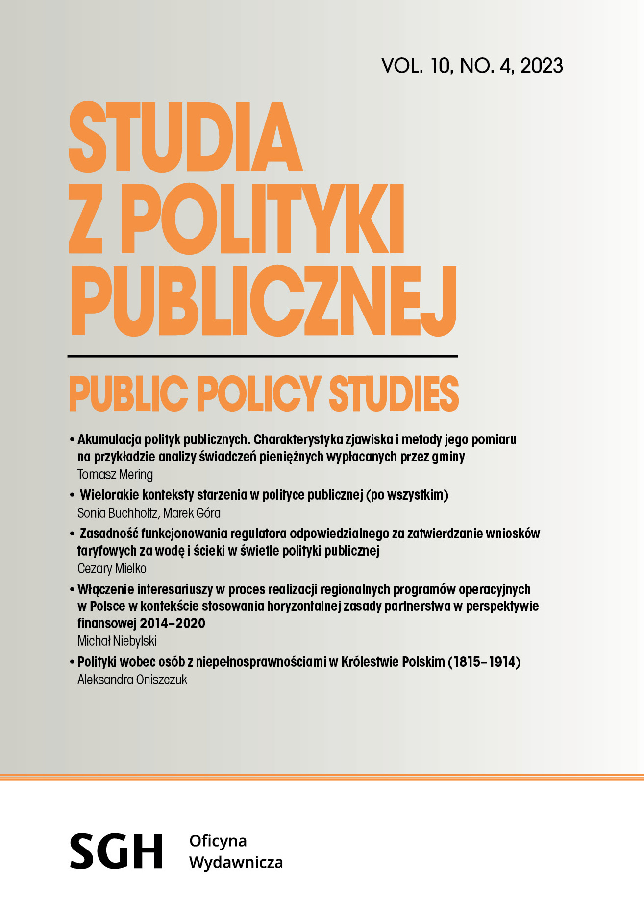 Involvement of stakeholders in the implementation of regional operational programmes in Poland in terms of the application of the horizontal partnership rule in the 2014–2020 financial perspective Cover Image