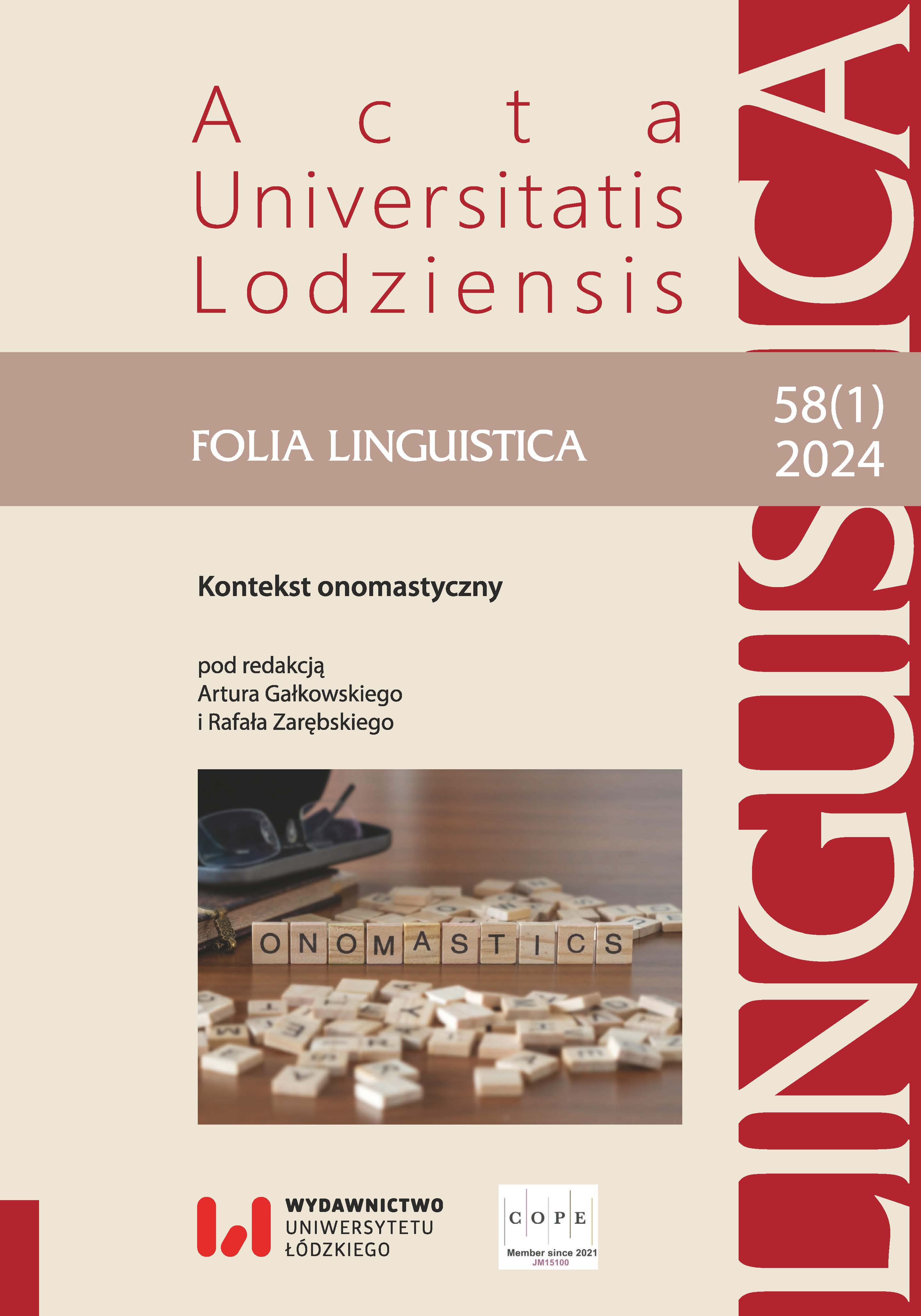 National identity transformations in the Galician German community between 1900 and 1938 based on a socio-onomastic analysis of the names given to children at baptism. Case studies of colonies: Podrzecze-Unterbach and Lednica Niemiecka Cover Image