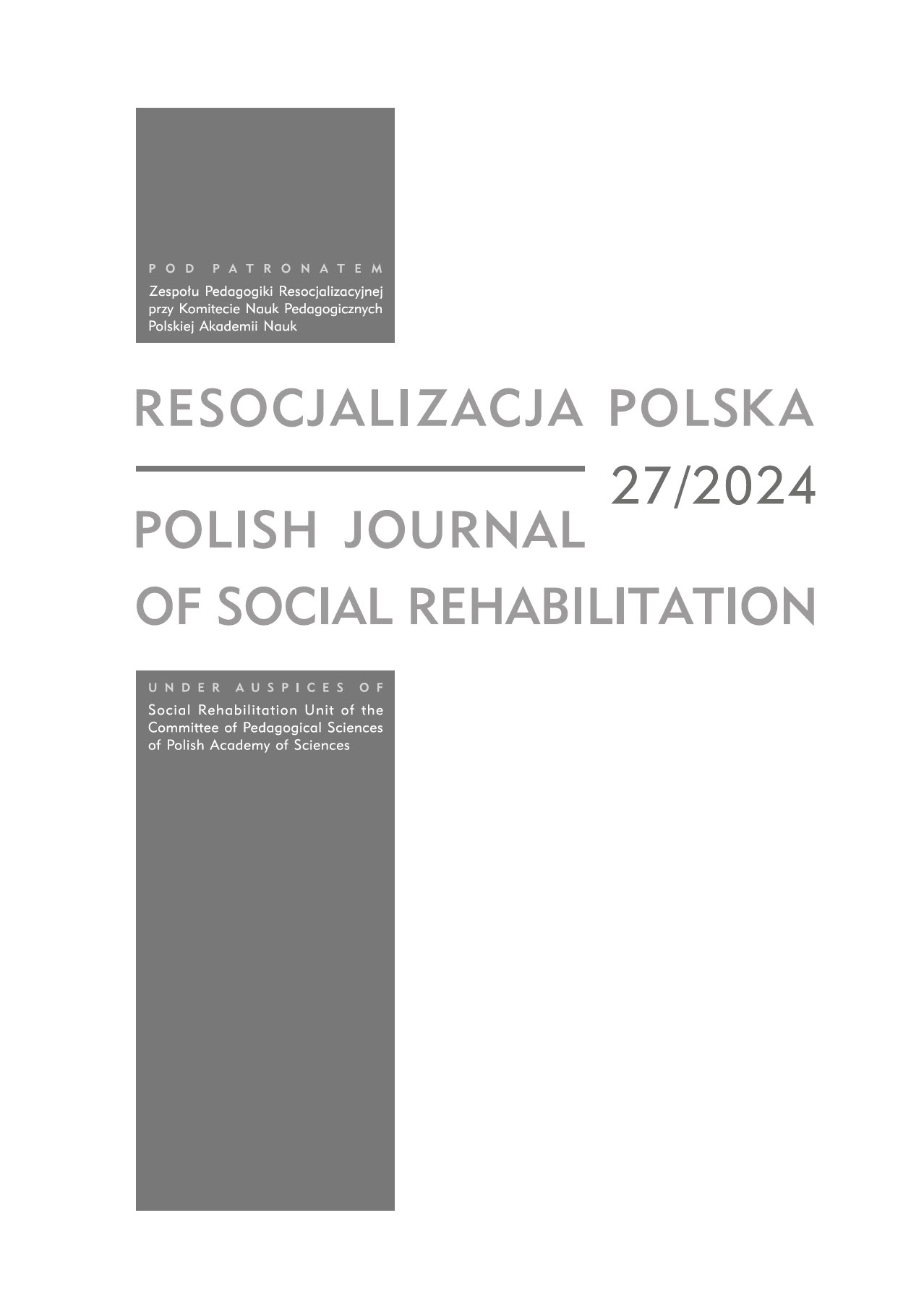 Contemporary image of social maladjustment of residents of youth educational centers. Comparative analysis from the years 2018 and 2022/2023 Cover Image