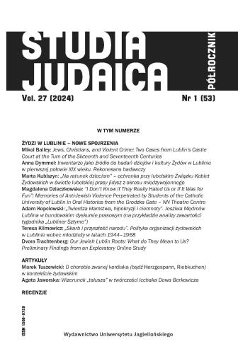 Jews, Christians, and Violent Crime: Two Cases from Lublin’s Castle Court at the Turn of the Sixteenth and Seventeenth Centuries Cover Image