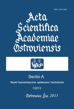 Acta Scientifica Academiae Ostroviensis. Sectio A, Humanities, social and technical sciences Cover Image