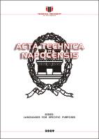 Acta Technica Napocensis - Languages For Specific Purposes