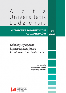 Acta Universitatis Lodziensis. Studies in the Teaching Polish to Foreigners Cover Image