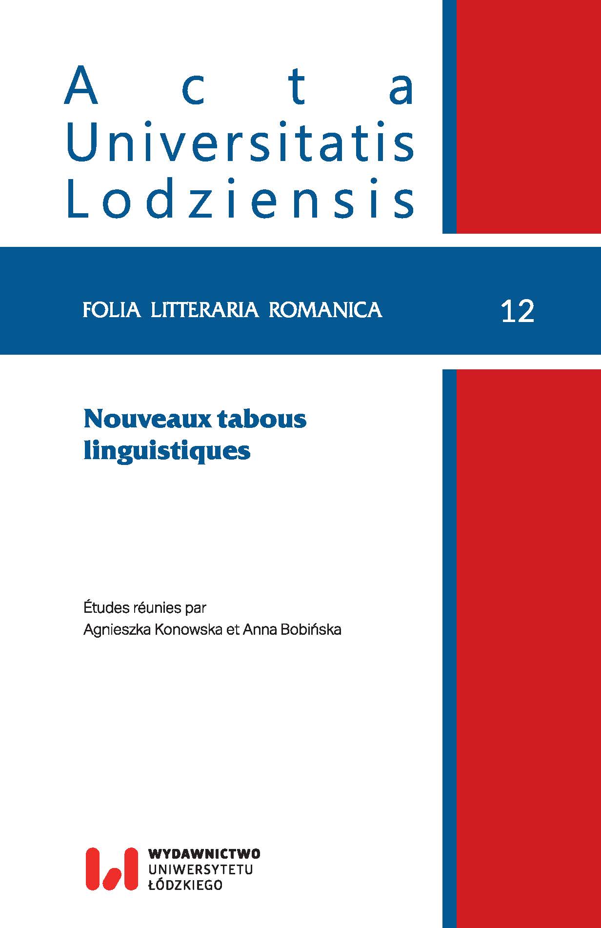 Acta Universitatis Lodziensis. Folia Litteraria Romanica Cover Image