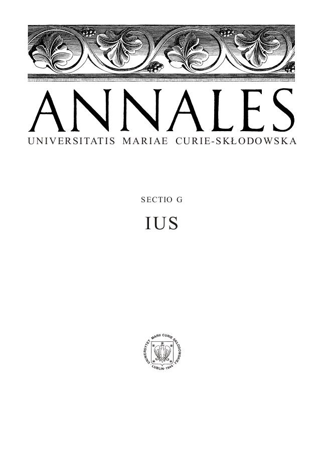 Annales Universitatis Mariae Curie-Skłodowska, sectio G – Ius