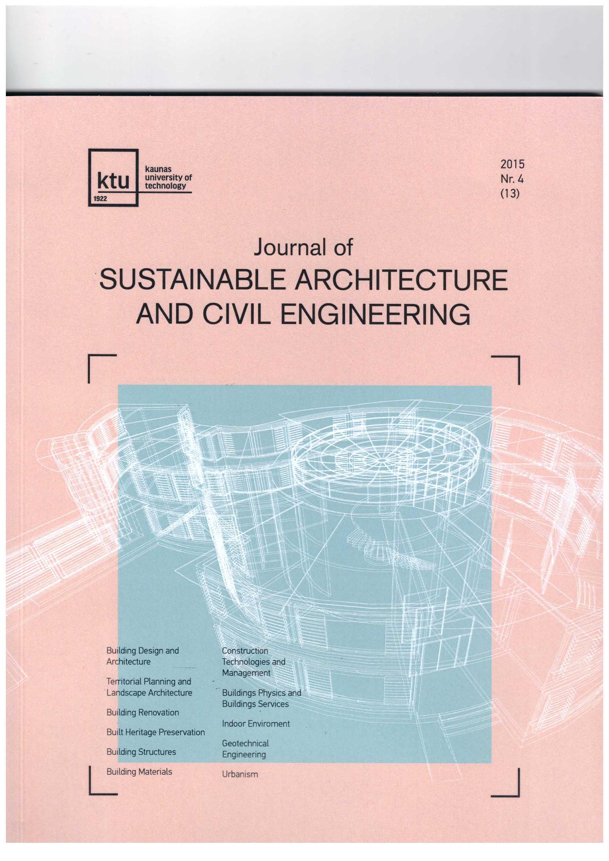 Journal of Sustainable Architecture and Civil Engineering