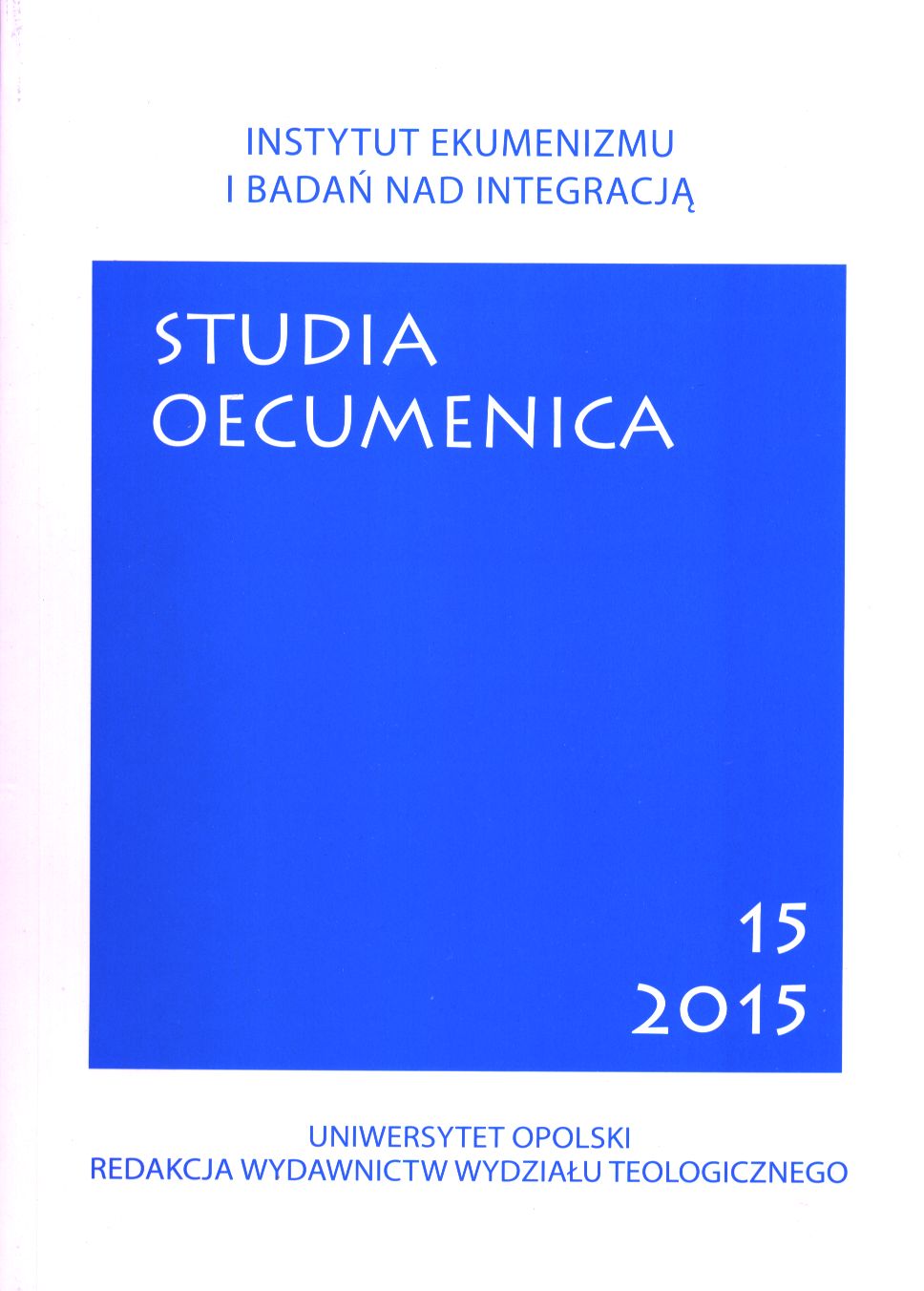 Studia Oecumenica Cover Image