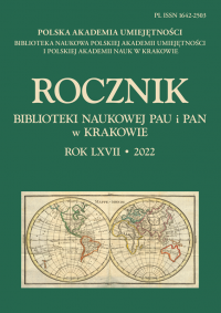The Annual of the Scientific Library of the PAAS and the PAS in Cracow