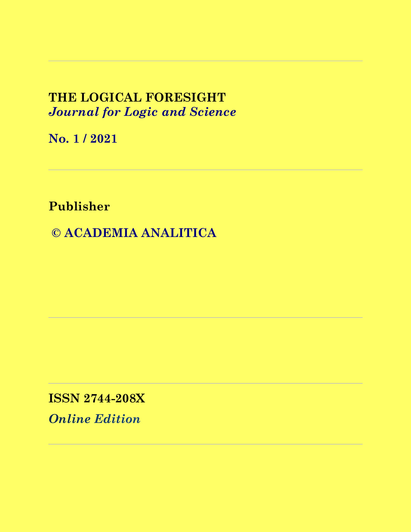 The Logical Foresight – Journal For Logic and Science Cover Image