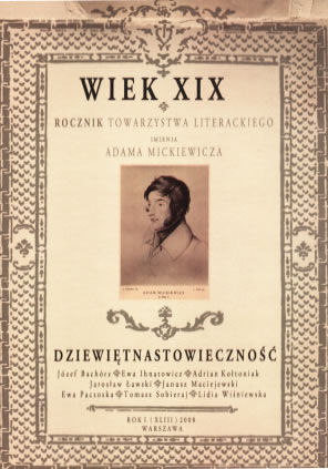 The XIX Century. Yearbook of Adam Mickiewicz Literary Society Cover Image